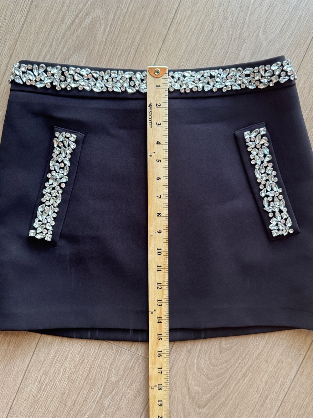 H&M Edition Rhinestone-Embellished Mini Skirt Black Size 6 - Picture 14 of 14